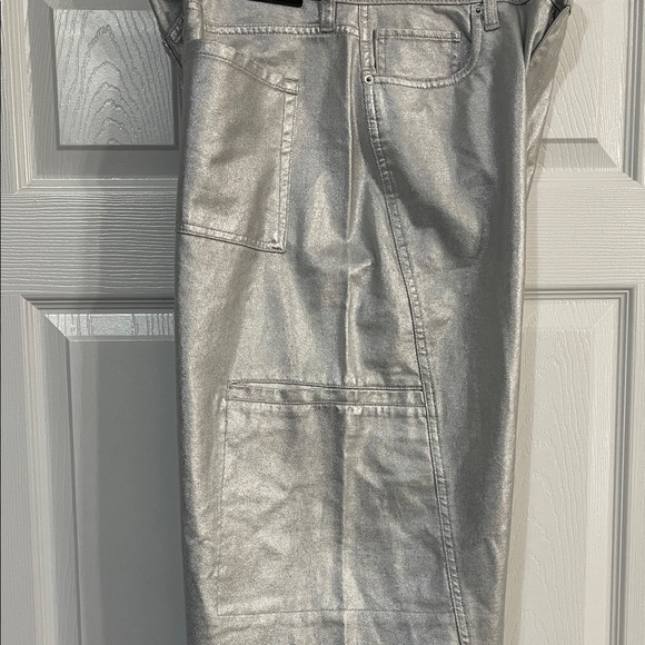 DKNY Metallic Silver Wide-Leg Trousers - Picture 5 of 8